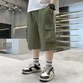 thumbnail image 2 of Zanarzt Boy Shorts Boy's Cargo Shorts Kids Athletic Basketball Bermuda High Waist Sweat Shorts with Pockets 9-10 Years,AG, 2 of 7