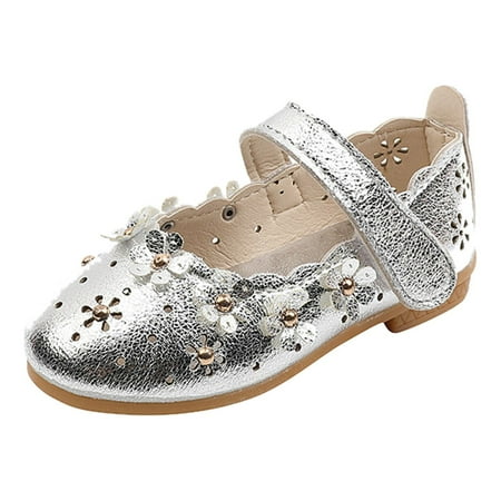 

zuwimk Toddler Girl Shoes Baby Girls Boys PU Leather Shoes Toddler First Walker Soft Sole High-Top Ankle Sneakers Crib Shoes Silver