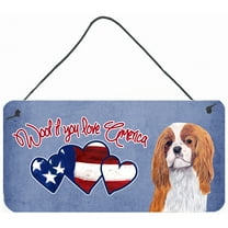 Carolines Treasures SC9938DS612 Woof if you love America Cavalier Spaniel Wall or Door Hanging Prints 6HX12W multicolor
