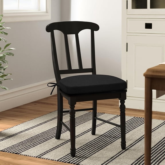 Dining Chair Cushions Set of 4, Non-Slip Kitchen Chair Cushions with Ties and Machine Washable Cover, 4 Pack, 17 x 16.5 x 2in, Black