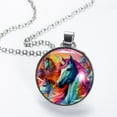 thumbnail image 2 of Robot Unicorn Attack Glass Design Circle Pendant Women's Necklace, 2 of 5