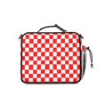 thumbnail image 3 of Red and White Checkered Pattern Insulated Lunch Bag with Shoulder Strap and Bottle Holder,Bento School Lunch Bag Box,11x9.5x3.5 Inches, 3 of 5