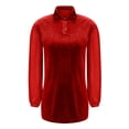 thumbnail image 6 of Women's Velvet V-Neck Dress - Long Sleeve Mesh Patchwork Polka Dot Collared Pockets Mini Dresses for Cocktail Party Night, 6 of 7