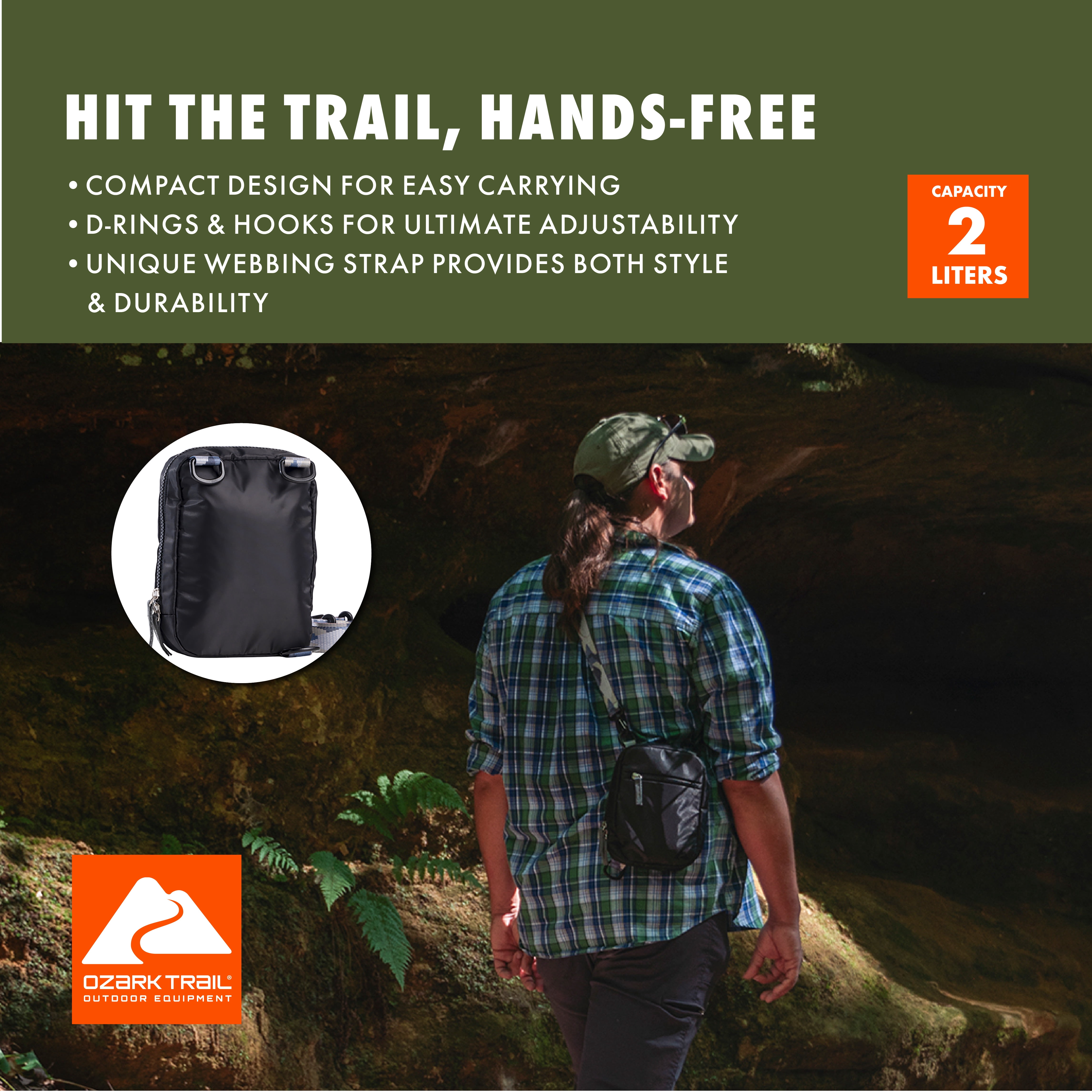 Ozark Trail Santa Ana Crossbody Bag for Adults and Teens 2L Unisex