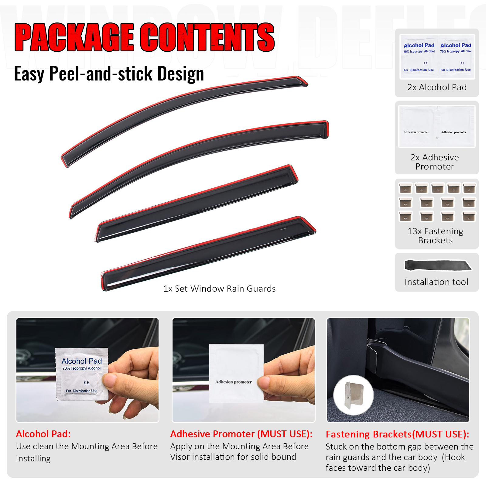 Ikon Motorsports In-Channel Window Visors for 2009-2020 Dodge Journey Somke Rain Deflectors 4PCS