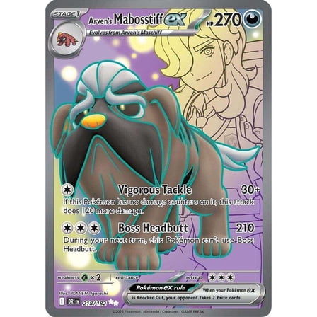 Pokemon Destined Rivals Ultra Rare Arven's Mabosstiff ex #218