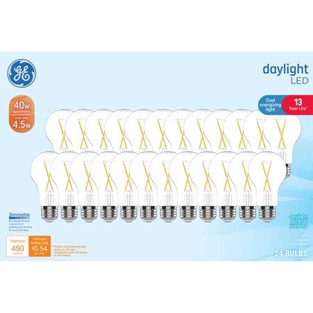 GE General Purpose Bulbs A19 LED Light Bulbs, 40 Watt Replacement, Daylight (24 Pack)