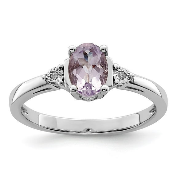 Auriga Fine Jewelry 925 Sterling Silver Oval Cut Amethyst and Diamond Engagement Ring Size 7 for Women
