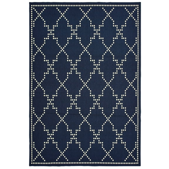 Moretti Parker Area Rug 7765B Navy Lines Dotted 8' 6" x 13' 0" Rectangle