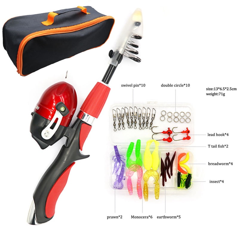 SHIYAO Youth Kids Fishing Pole Portable Telescopic Fishing Rod And Reel