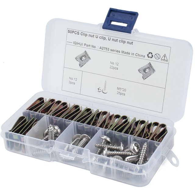 OULII 50pcs Motorcycle Fairing Bolts U Type Fastener Clip Stainless Steel for Mechanics