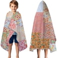 thumbnail image 3 of Pioneer Flower Floral Print Pattern Hooded Bath Towel，50"x30" for Ages 3 To 12 Kids, Quick Dry Lightweight Soft Microfiber Hood Beach Towel Cover Up for Kids, 3 of 7