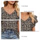 thumbnail image 5 of Mujeres V cuello camisetas verano elegante impresión doble volantes suelta mujeres manga corta casual verano tops N ° 2 flor XL, 5 of 6