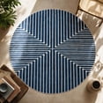 thumbnail image 3 of GLN Rugs Assos - Contemporary, Machine Washable Area Rug 5'3" Round, Blue Carpet, Bedroom - Any Space, 3 of 8