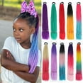 thumbnail image 2 of Synthetic Gradient Color Braided Ponytail - 60 CM Elastic Rubber Band Braiding Pony Tail Hair Extensions For Girls, 2 of 72