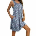 thumbnail image 7 of ALLLIST Midi Ladies Nightgown with Pockets Sleeveless Sleep Dresses Floral Pleated Blue Night Clothes Women Sleepwear, 7 of 7