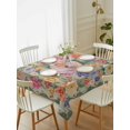 thumbnail image 2 of Green Boho Flower Rectangle Tablecloth, Spring Watercolor Country Floral Plant Waterproof & StainResistant Tablecloth, Washable Oil-proof Table Cover for Dining/Party/Wedding/Camping/Buffet 52x70 In, 2 of 9