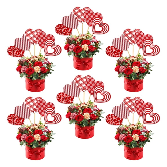 Dserhfy 15Pcs Heart Vase Floral Insert Set Valentine's Day Romantic Table Decor for Centerpiece Party Wedding Decoration