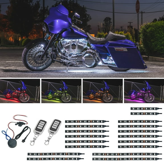 LEDGlow 18pc Advanced Million Color LED Flexible Motorcycle Lighting Kit