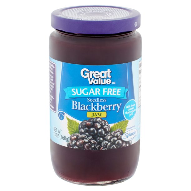 Great Value SugarFree Jam, Seedless Blackberry, 13 oz