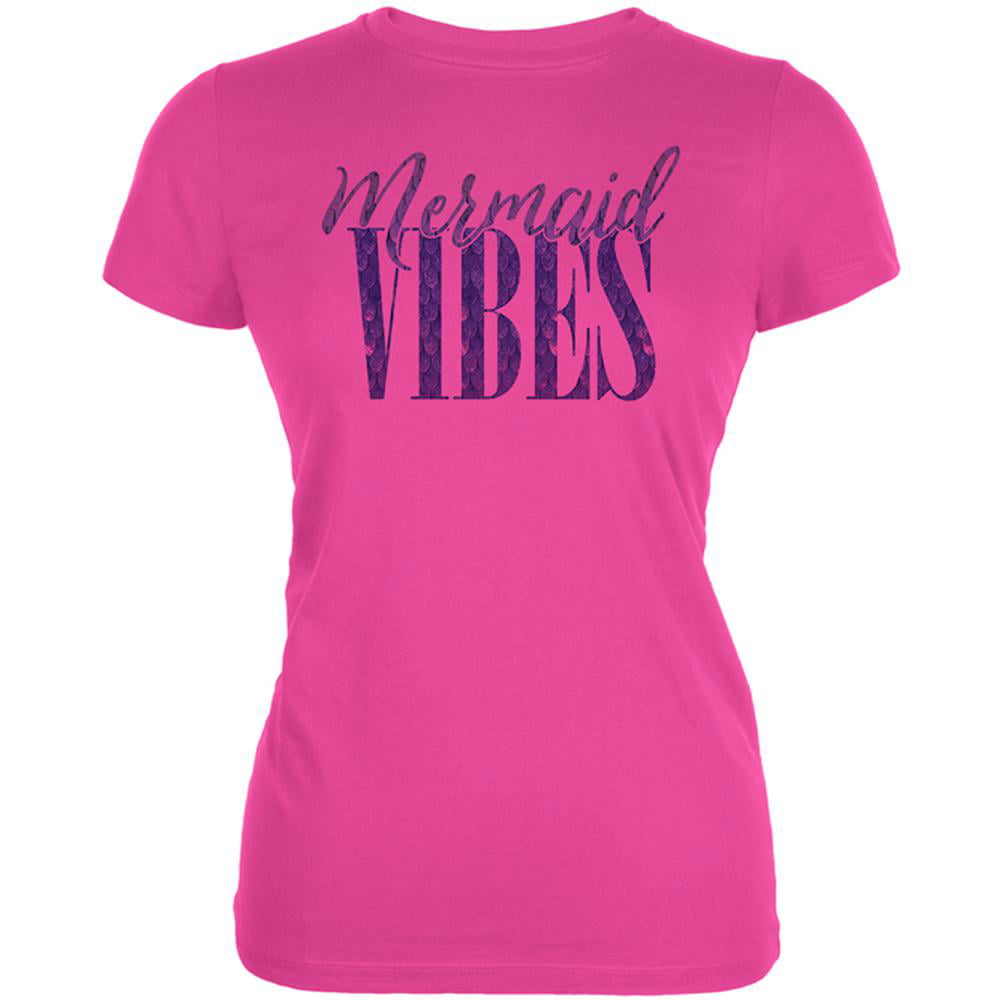 Old Glory - Mermaid Vibes Juniors Soft T Shirt Hot Pink X-LG - Walmart ...