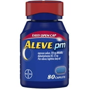 Aleve PM Caplets, Fast Acting Sleep Aid and Pain Relief for Headaches, Muscle Aches, Non-Habit Forming 220 mg Naproxen Sodium and 25 mg Diphenhydramine HCl Capsules, 80 count