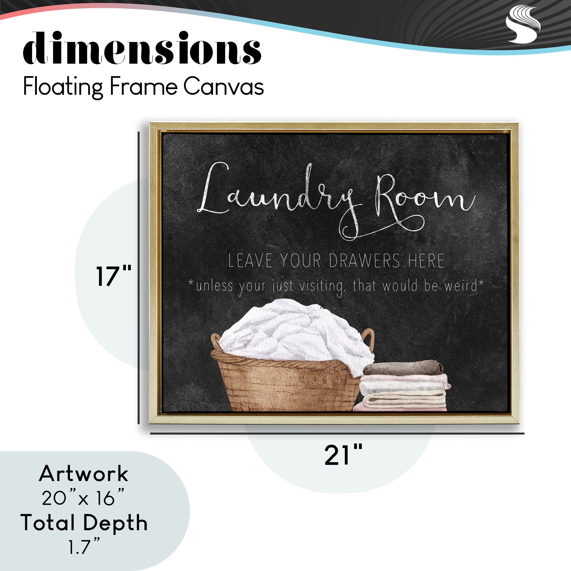 Leave Your Drawers Laundry Gold Framed Floater Canvas Wall Art, design by Kim Allen
