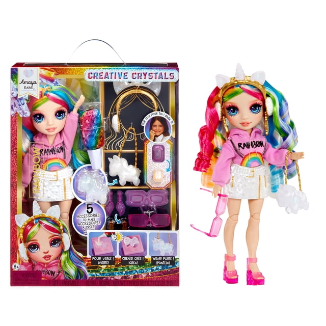 Muñeca moderna Rainbow High Creative Crystals Amaya de 28 cm con kit