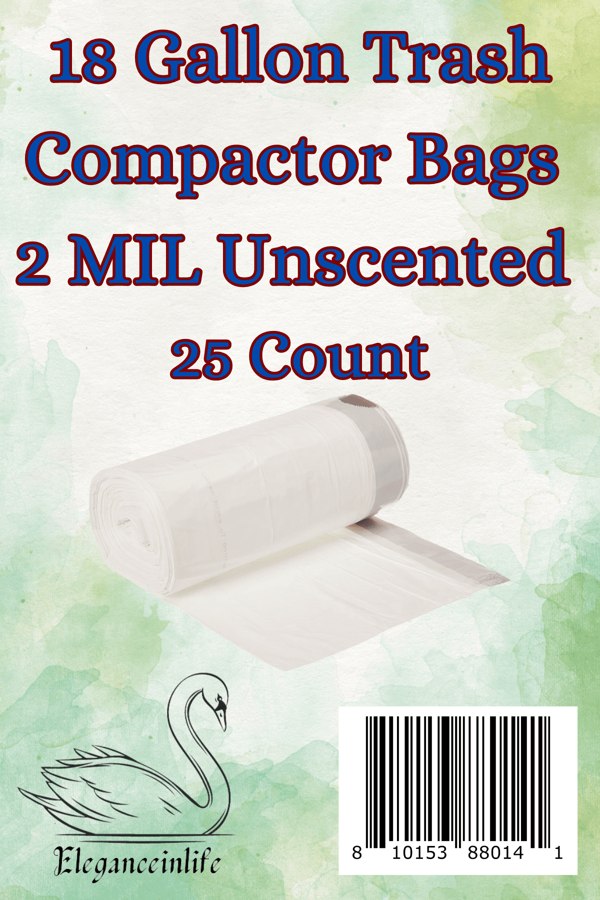 Eleganceinlife 18 Gallon Trash Compactor Bags 2 MIL Unscented 25 Count