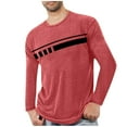 thumbnail image 4 of COSFO Shirts for Men Casual Long Sleeve Cotton Crew Neck Striped Pajamas Pullover Loose Fit Lounge Graphic Tees, 4 of 4
