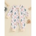 thumbnail image 2 of Suealasg Western Baby Girls Fall Jumpsuit 3 6 12 18 24 Months Infant Girls Long Sleeve Cattle Head Cow Cactus Print Zipped Romper Bodysuits Newborn Autumn Country Coming Home Clothes, 2 of 7