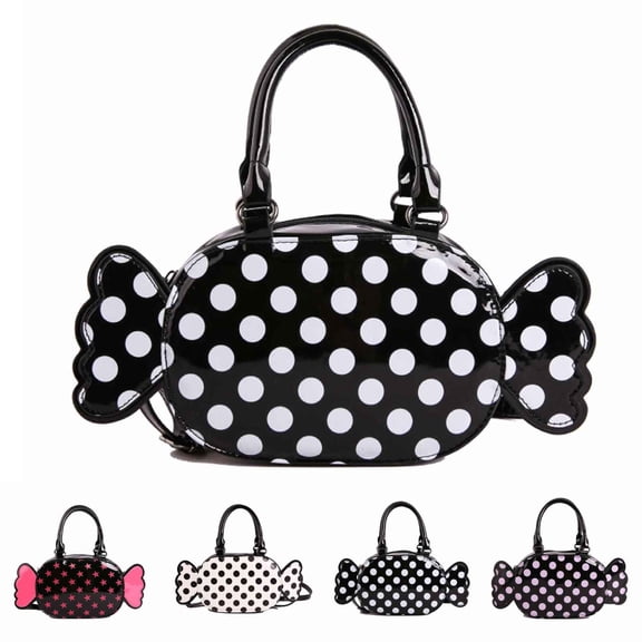 Women Novelty Candy Shaped Polka Dot Handbag, Glossy Faux Leather Mini Crossbody Purse With Dual Carrying Straps, Cute Unique Shoulder Bag For Party Daily Street Outfit Multiple Sweet Colors