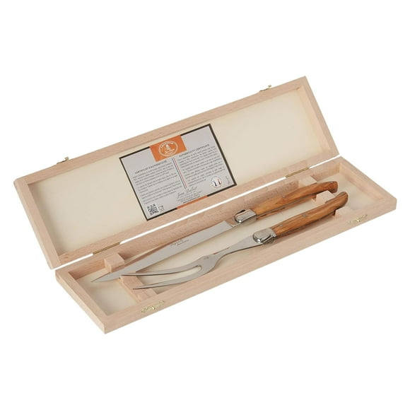 Set de tallado Jean Dubost Laguiole con asas de madera de olivo