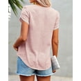 thumbnail image 4 of PRETTYGARDEN Women's Shirts Summer Casual Crewneck Lace Crochet Short Sleeve Blouses Cute Floral Print Loose Tunic Tops, 4 of 6