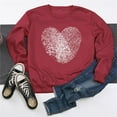 thumbnail image 4 of Baqcunre Valentine'S Day Shirts For Women Fingerprint Heart Print Round Neck Long Sleeve Top(Wine S-3XL),Long Sleeve Shirts For Women Graphic Tees For Women Holiday Tops For Women 2023 Womens Tops, 4 of 4