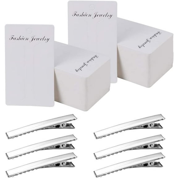 DIY Hair Accessories Making with Iron Flat Alligator Hair Clip Findings and Cardboard Display Cards Platinum Hair Clip: 46x8mm 20pcs/set 1Set