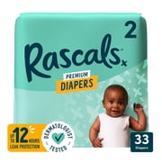 Rascals Premium Absorbent Baby Diapers Size 2, 33 Count