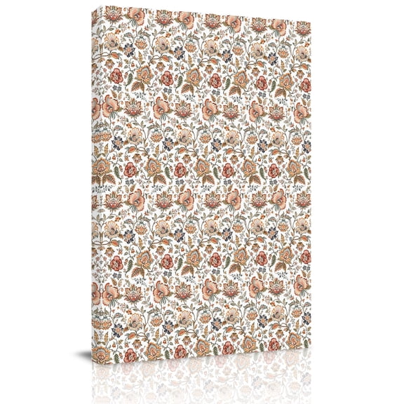Canvas Wall Art, Paisley Botanical Framed Canvas Prints for Living Room Bedroom, Vintage Blossom Foliage Beige Extra Large Gallery Wrapped Wall Decor for Home Office, Gifts, 24"x36" Ship Next Day