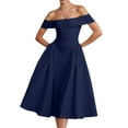 thumbnail image 1 of Women's Sexy Strapless Backless Dress - Deep V Neck, Ruffle Sleeves, Tie-Back Design, Solid Color Party Evening Dress, 1 of 4
