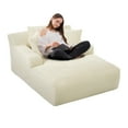 thumbnail image 7 of Aukfa 66" Oversized Chaise Lounge Chair, Corduroy Sleeper Sofa with 3 Pillow for Living Room,Beige, 7 of 7