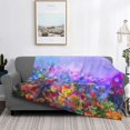 thumbnail image 2 of Uemuo Colorful Purple Cosmos Flower Printed Throw Blanket for Couch, Fluffy Fuzzy Blankets for Bed, Sofa, Cozy Flannel Faux Fur Blanket-40"x30", 2 of 6