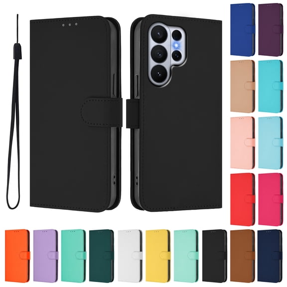 Decase Flip Case for Samsung Galaxy S26 Ultra Wallet Case,Luxury PU Leather Wallet Phone Case,Folio Shockproof Solid Color Protective Cover with Card Holder Lanyard,Black