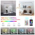 thumbnail image 4 of 2 Tiers Glass Display Cabinet with Bluetooth LED Light Strip, 2 Doors Floor Standing Curio Cabinet, Bookshelf for Collections, 4 of 16