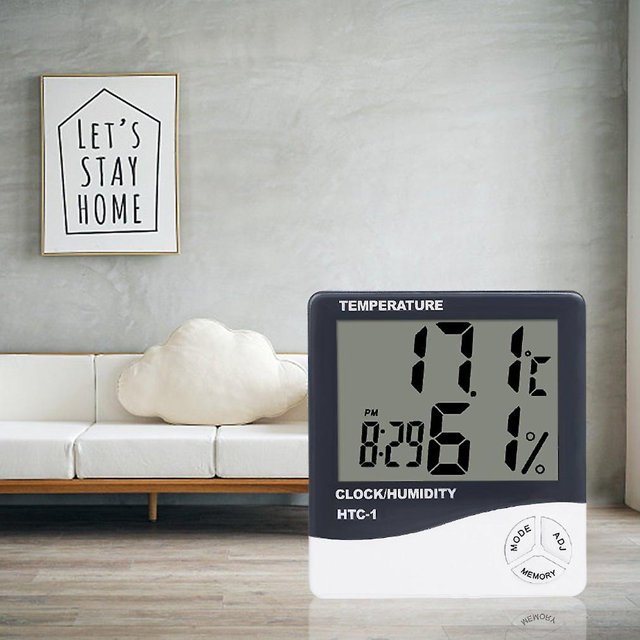 Medidor de humedad y temperatura Digital electrónico Lcd, termómetro para interiores y exteriores, higrómetro, reloj de estación meteorológica, Htc-1 LingWen 9024715598165
