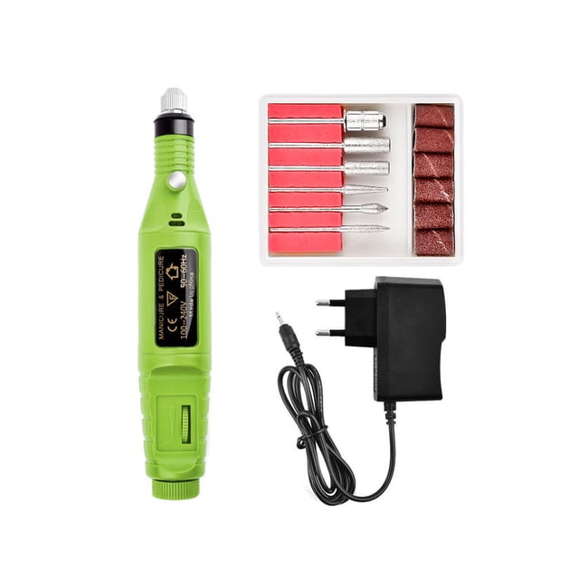 Taladro eléctrico Seitruly Pluma para tallar Herramienta definitiva para arte de uñas Juego de manicura Estándar de Europa Verde
