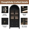 thumbnail image 3 of LUMAMIN Arched Pantry Cabinet, 71" Farmhouse Kitchen Pantry Storage Cabinet with 2 Hidden Drawer, Door Shelves, Adjustable Shelves & Glass Door, Black, 3 of 10