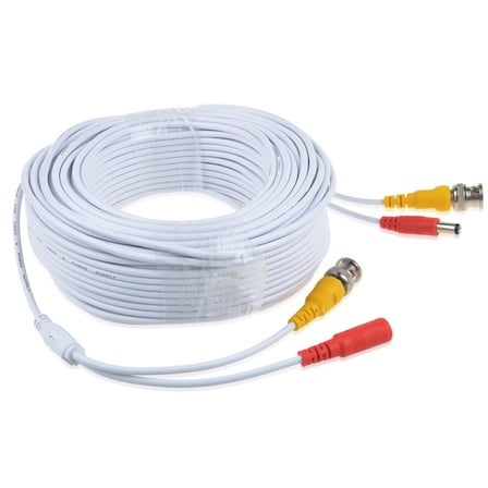 PGENDAR 100ft White BNC Extension Cable Cord Lead for Night Owl Security Bullet Camera CAM-HDA10WBU