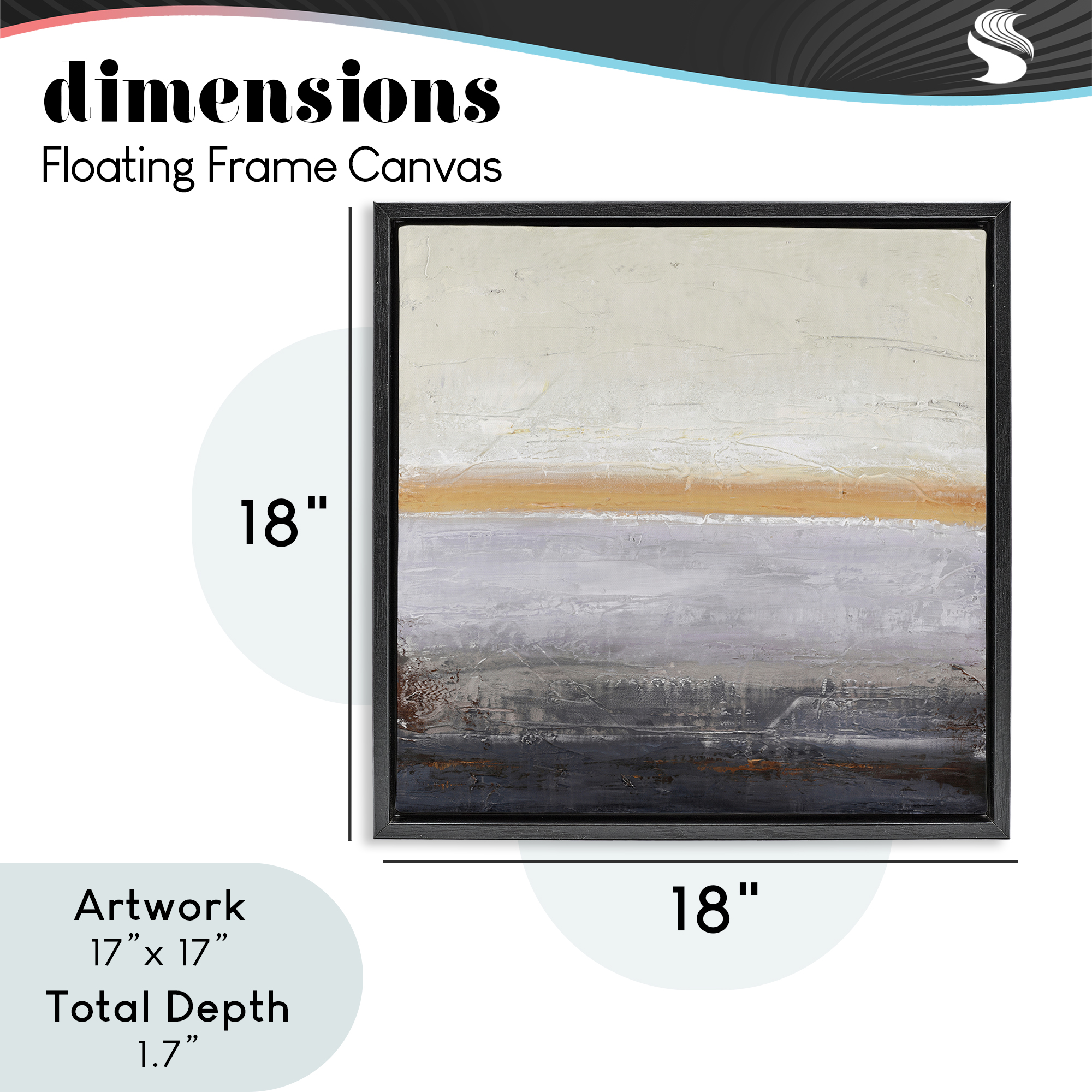 Warm Peachy Horizon Black Framed Floater Canvas Wall Art, design by Design Fabrikken