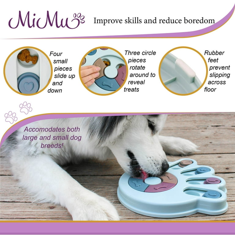MiMu Dog Puzzle Toy Blue Paw Shape Dog Food Puzzle Training