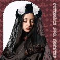 thumbnail image 3 of Diadema Mujer Halloween Velo Negro Encaje Diadema Flores Catrina Tocado de Fiesta Novia Fantasma Decorations(Negro + Amarillo), 3 of 5